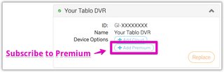 Adding he Premium Service in the Tablo Account Portal