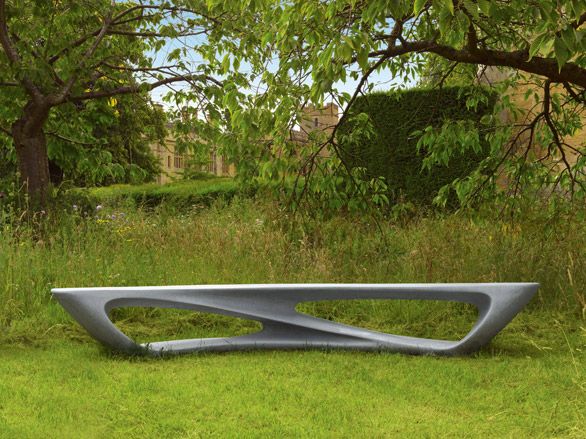 Grey outdoor bench