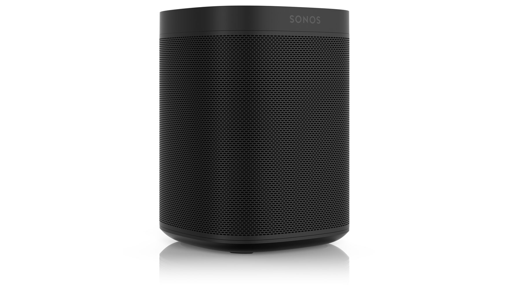 Sonos One mot en hvit bakgrunn.