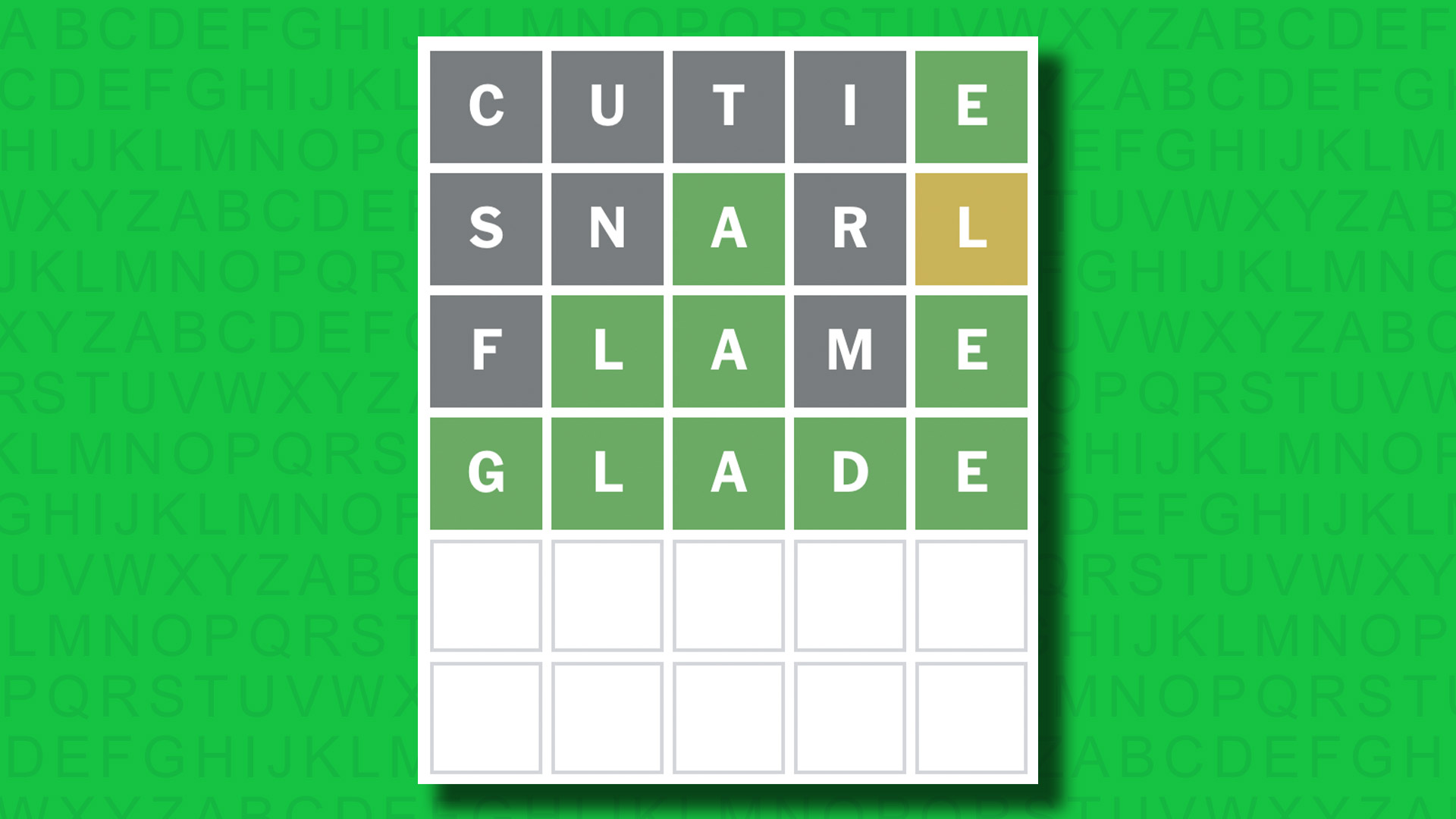 NYT Wordle answer for game 1463 on a green background