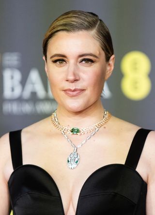 Greta Gerwig attending the BAFTA Awards in London, England.