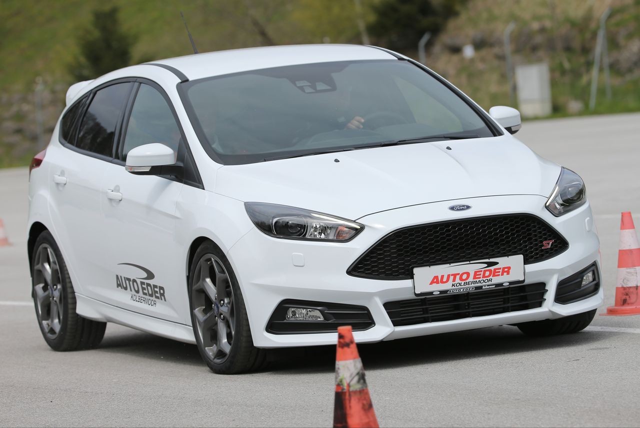 The riders tested out their driving skills with a slalom course
