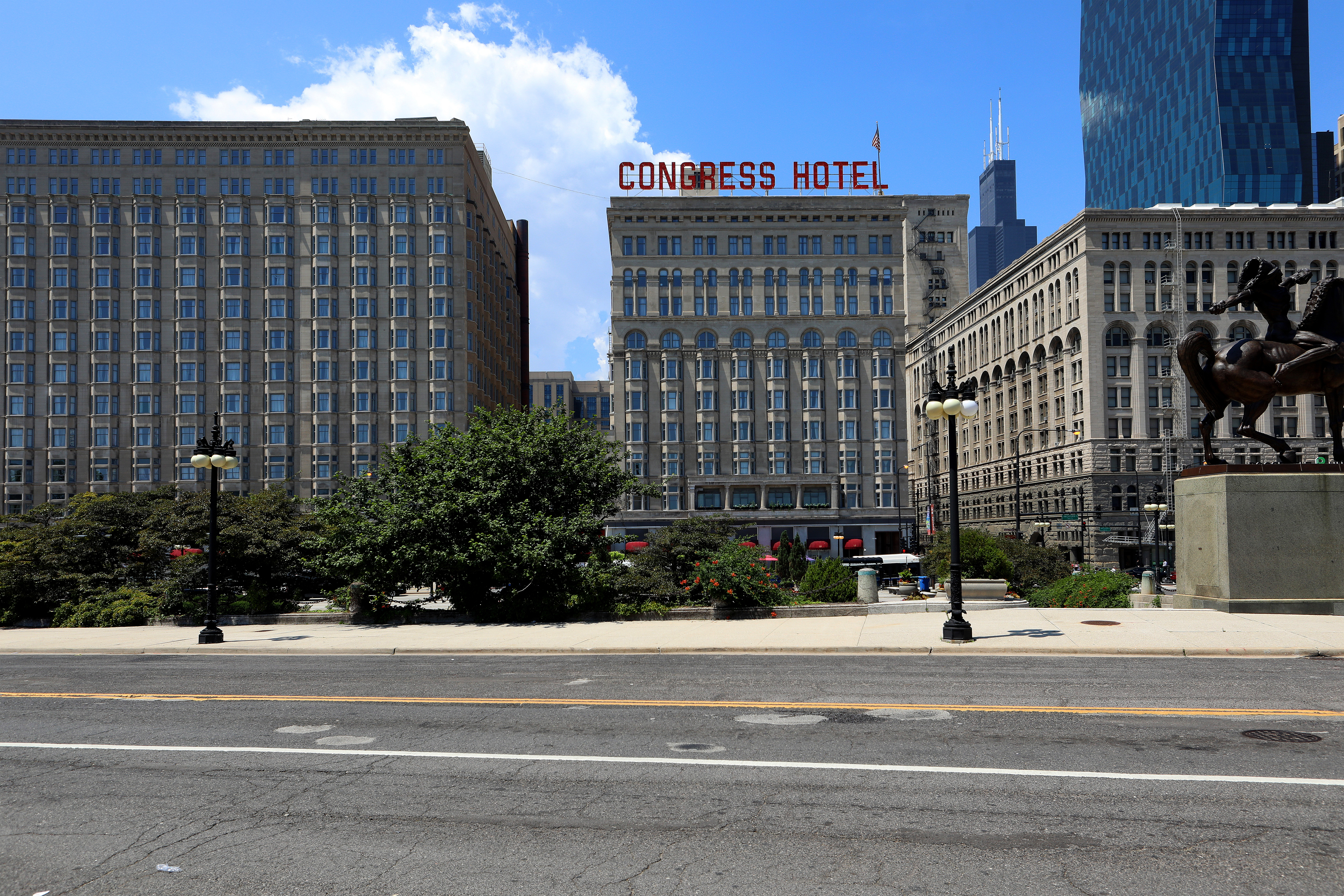 The exterior of the Congress Hotel in Chicago