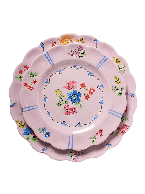 Annette Floral Melamine Dessert Plates, Set of 4