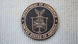 Department of Commerce Seal on a building.