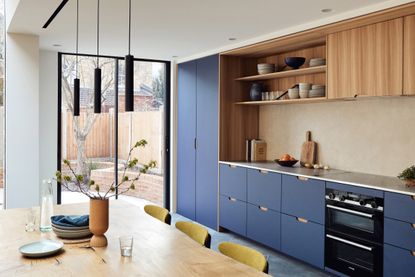 Ikea kitchen cabinet with a blue elm veneer by Holte