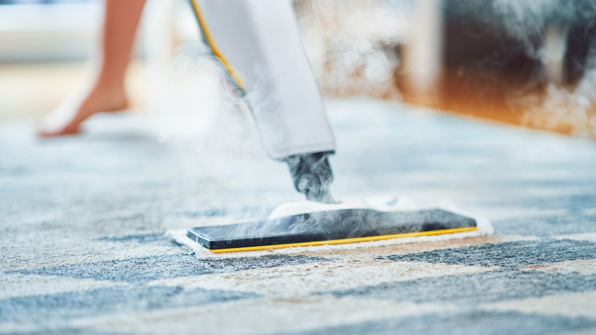 Steam cleaning carpet