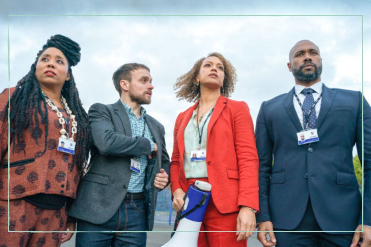 Shauna Shim as Valerine Chambers, James Baxter as Joe Casey, Angela Griffin as Kim Campbell, and Vincent Jerome as Lindon King in Waterloo Road