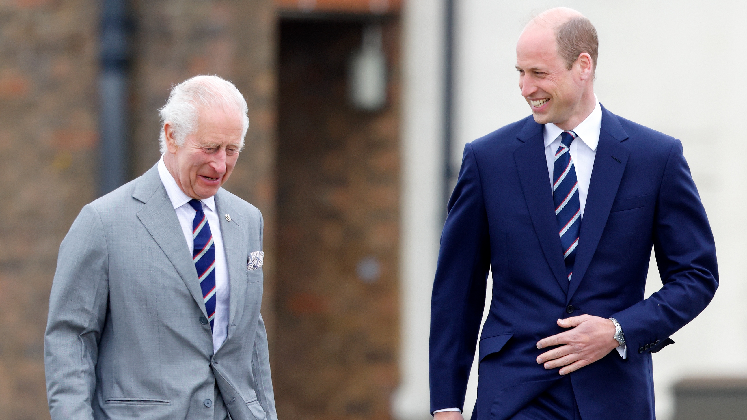 King Charles III and Prince William, Prince of Wales (both wearing the regimental tie of the Army Air Corps) attend the official handover during which The King passes the role of Colonel-in-Chief of the Army Air Corps to The Prince of Wales