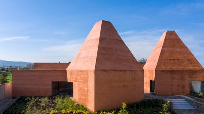 The brown conical roofs of the Association of Agricultural Producers building of Salvatierra