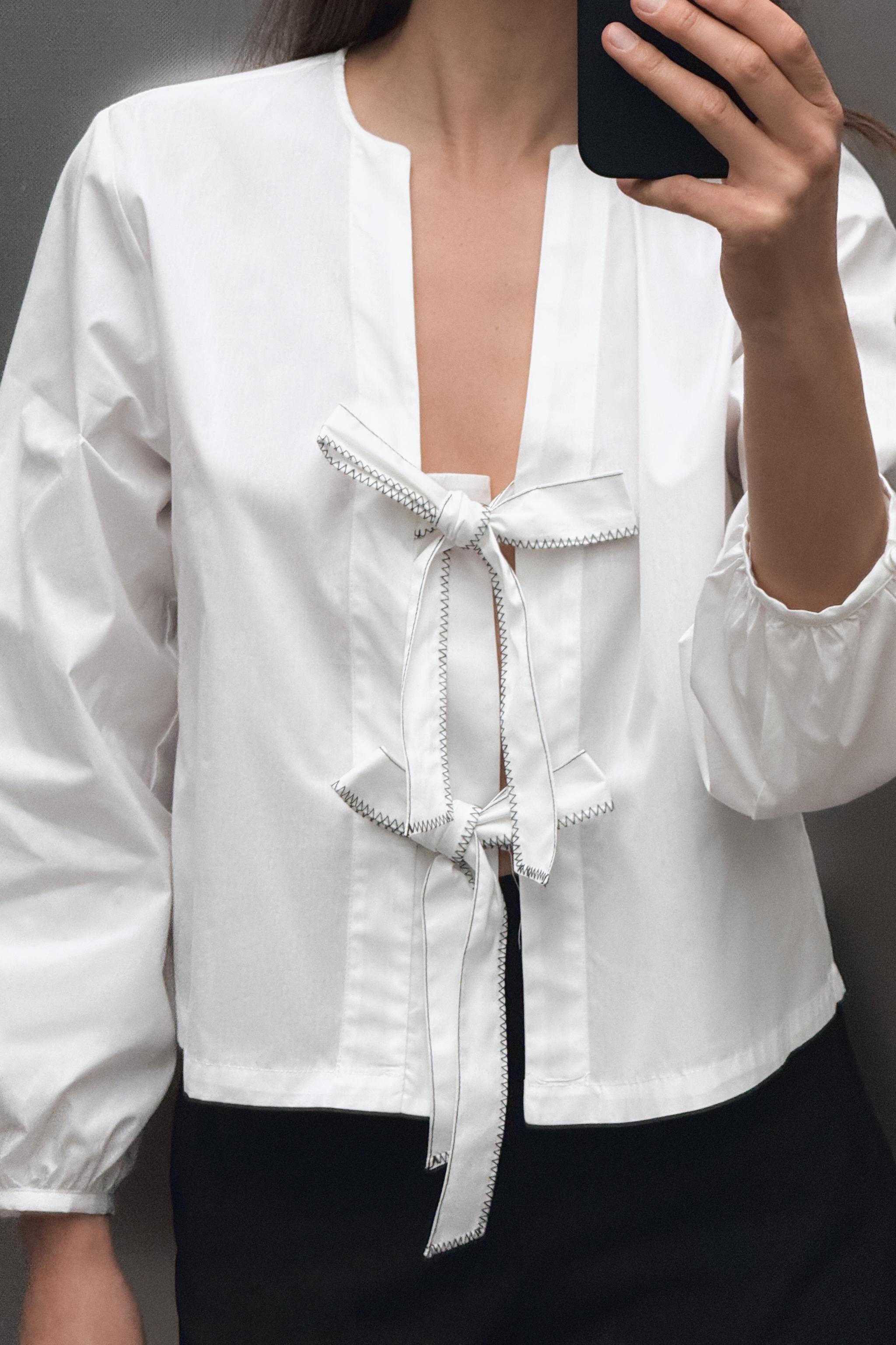 Poplin Blouse With Ties