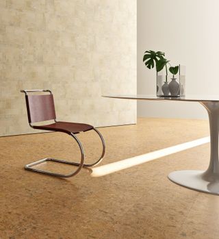 eco flooring made from cork in a dining area