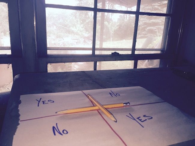 The Charlie Charlie Challenge set up.