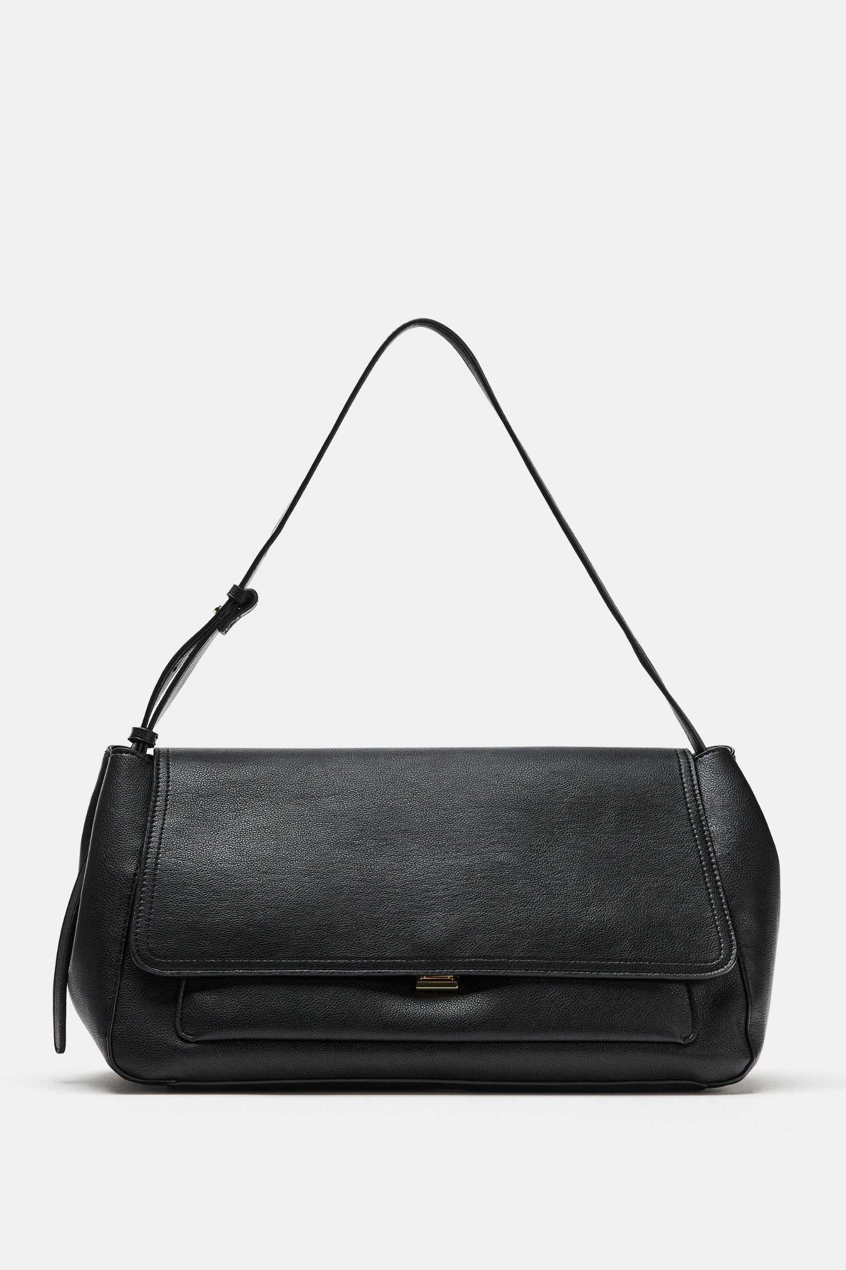 Shoulder Bag With Flap - Black - One Size Only