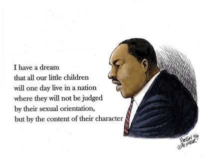 Political Cartoon U.S. MLK LGBTQ rights