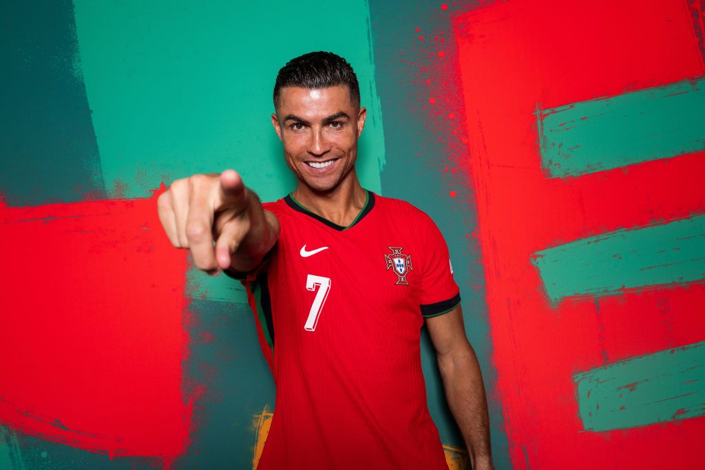 Cristiano Ronaldo of Portugal poses for a portrait during the Portugal Portrait session ahead of the UEFA EURO 2024 Germany on June 09, 2024 in Lisbon, Portugal