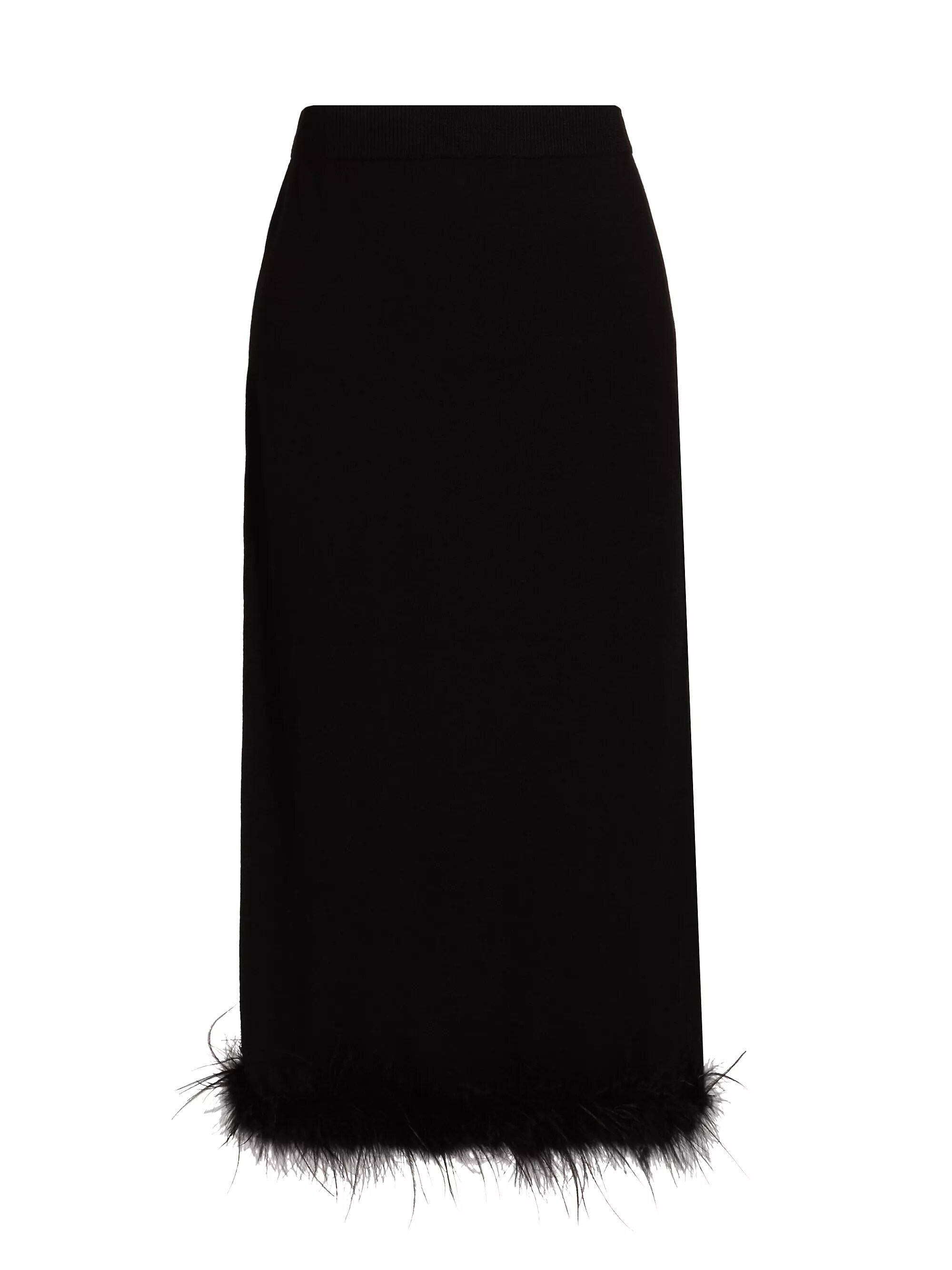 Louise Feather-Trim Wool Skirt