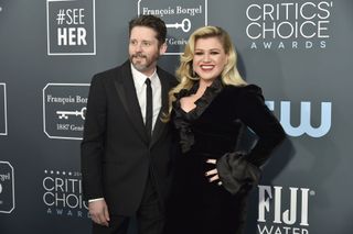 Brandon Blackstock and Kelly Clarkson during the arrivals for the 25th Annual Critics' Choice Awards at Barker Hangar on January 12, 2020 in Santa Monica, CA.