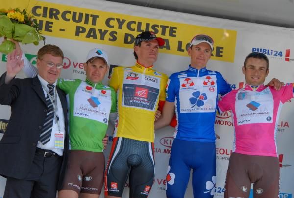 That's all folks: The jersey winners take to the podium after the final stage.