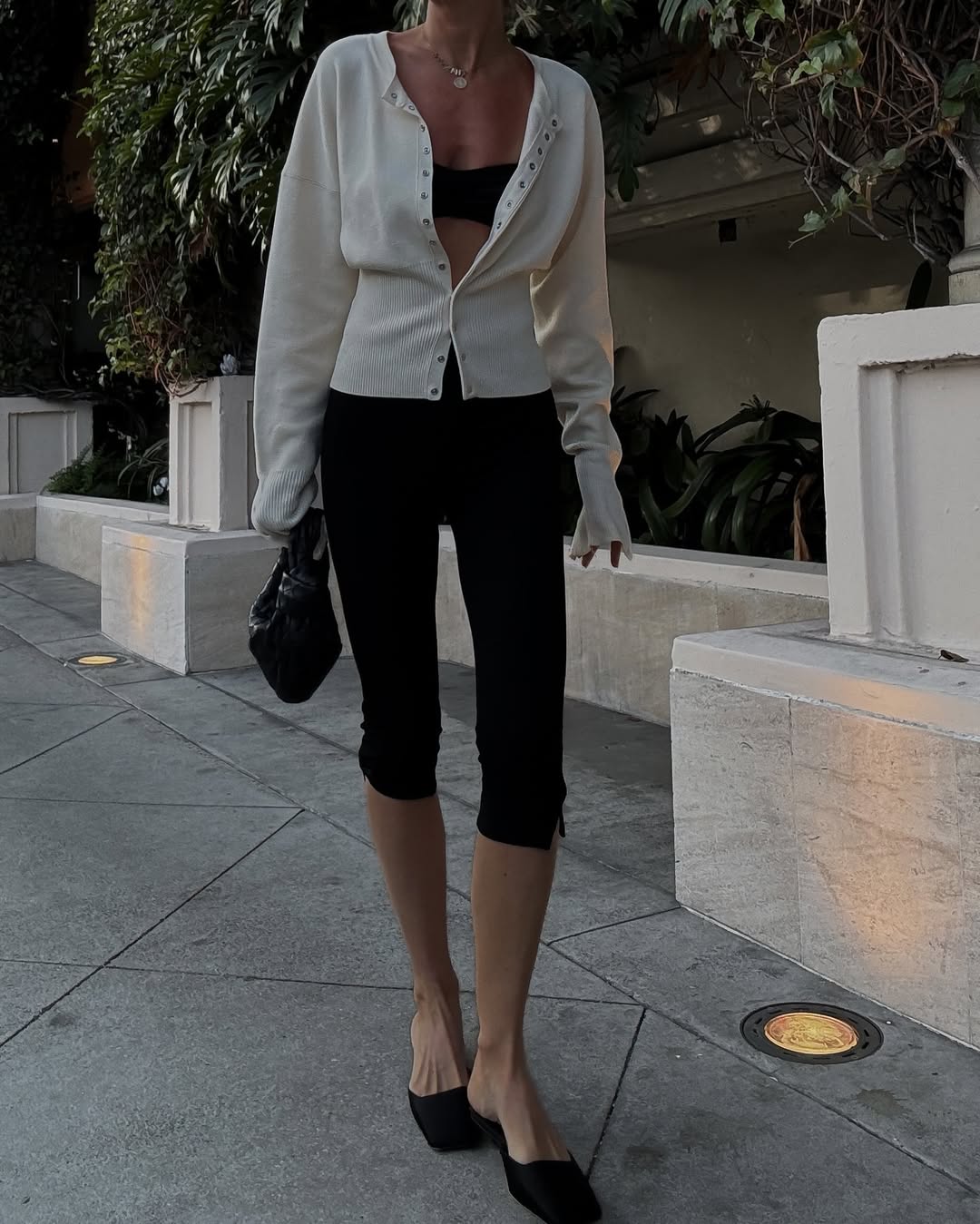 Hannah in cardigan and capris