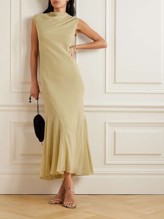 Erin Draped Silk-Chiffon Maxi Dress