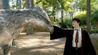 Harry and Buckbeak in Harry Potter and the Prisoner of Azkaban.