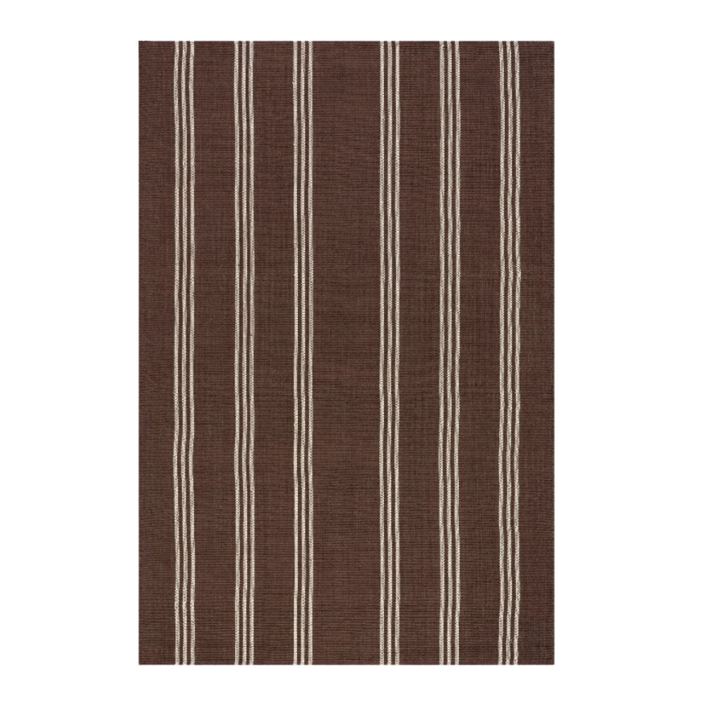 Hawthorn Striped Wool Rug, Dark Brown