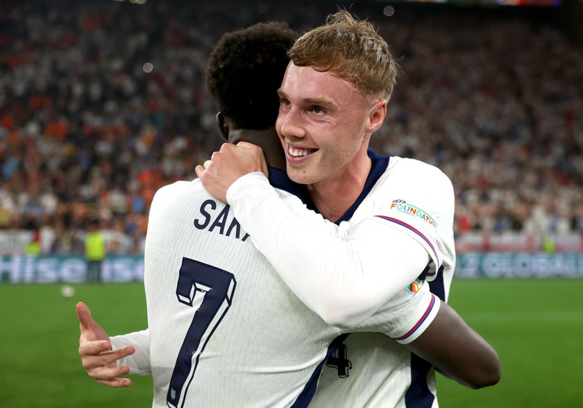 Bukayo Saka and Cole Palmer embrace on England duty