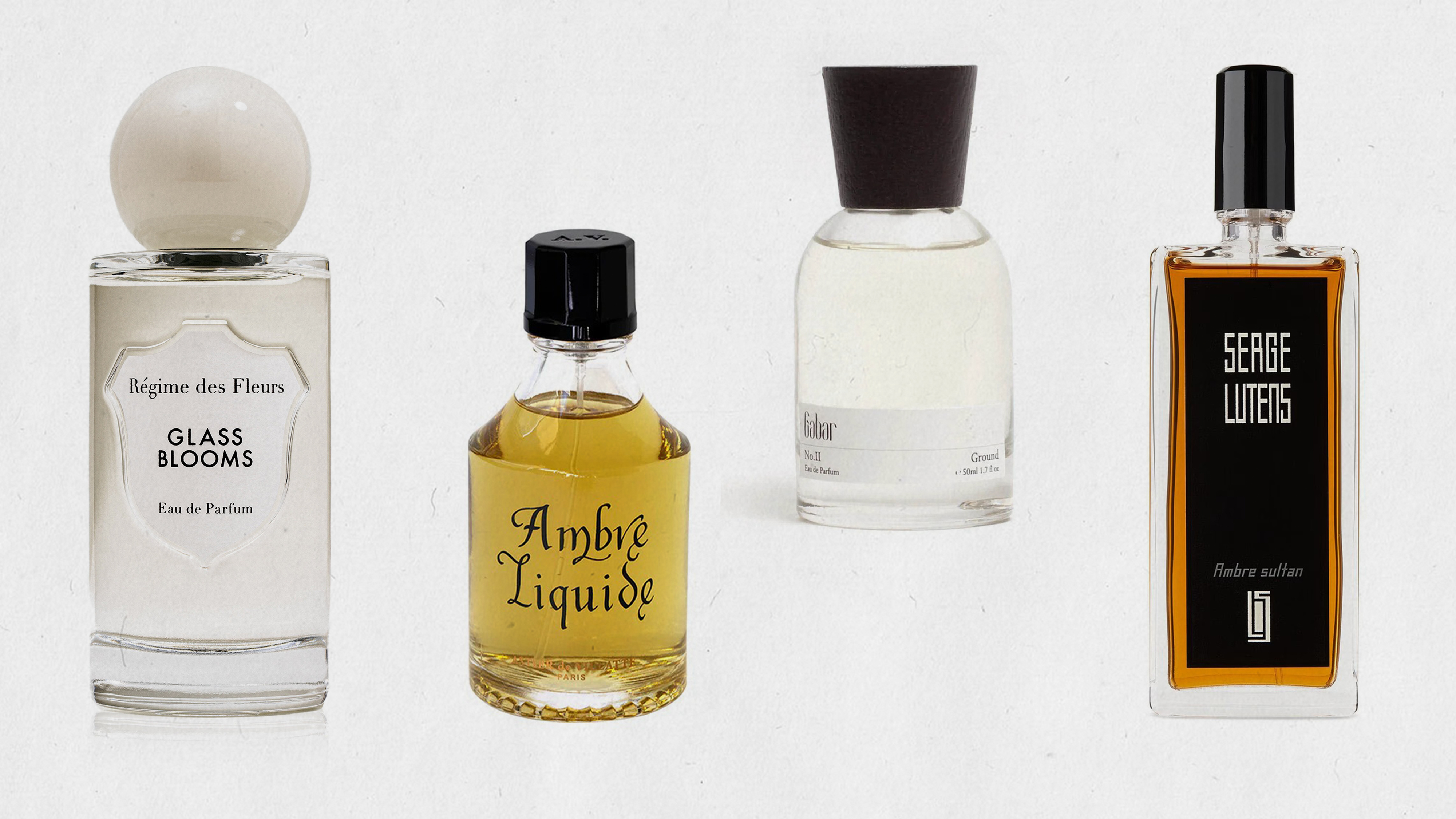 Perfumes from Régime des Fleurs, Astier de Villatte, Gabar, and Serge Lutens.