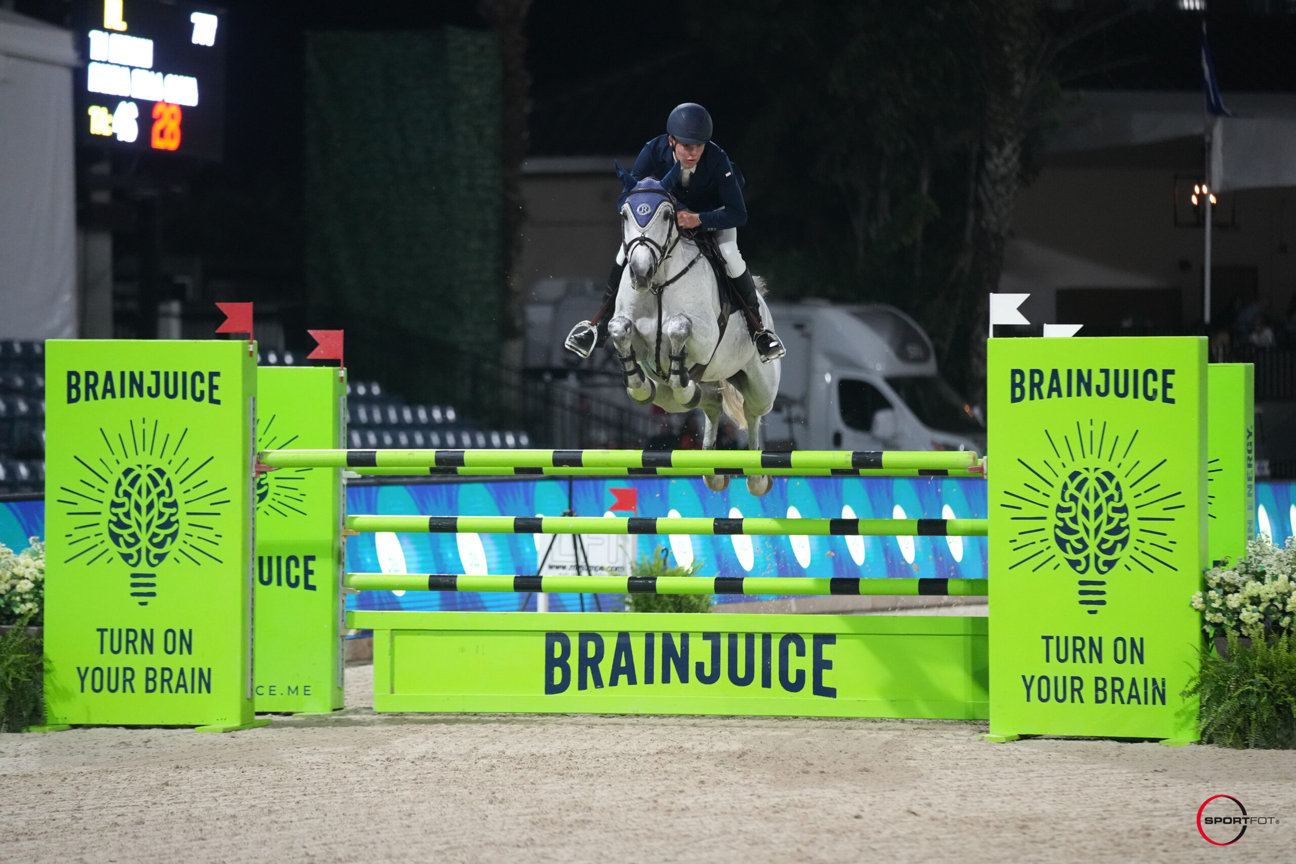 Tim Brennan and Diadema Della Caccia winning the BrainJuice under-25 semi-final grand prix at WEF.