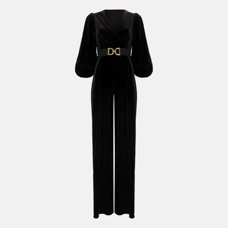 A black velvet jumpsuit by Phase Eight