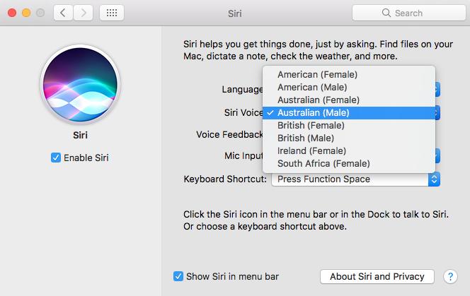 Changing Siri's voice