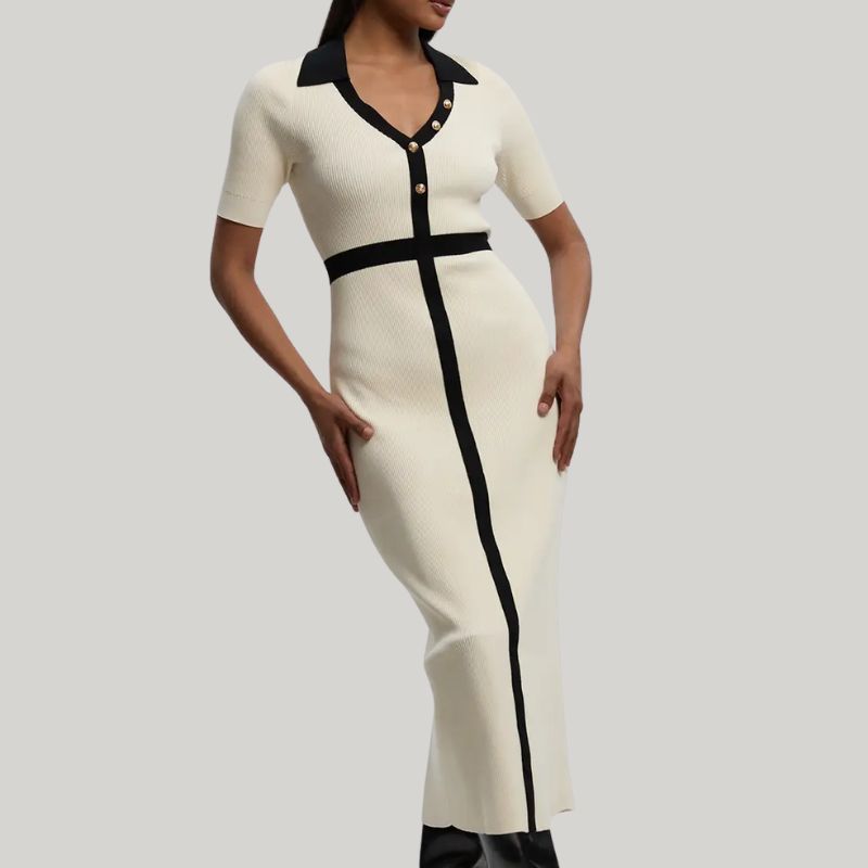 Karen Millen rib knit dress on model