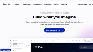 Homepage of the Bubble no-code app creator