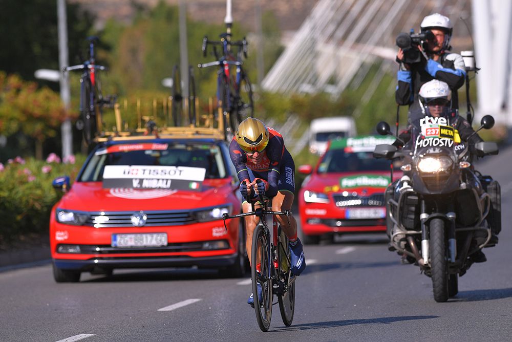 Vincenzo Nibali (Bahrain Merida) on stage 16 of the Vuelta a Espana