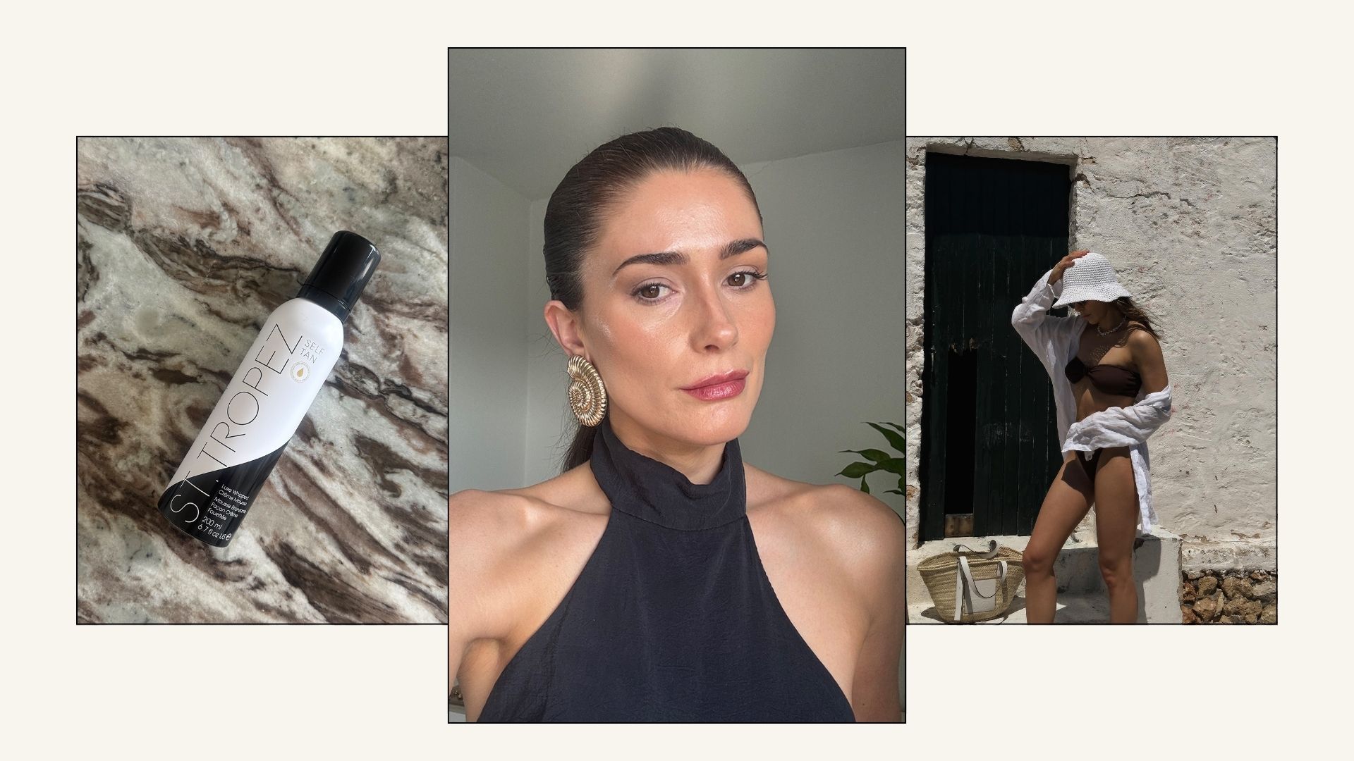 St Tropez tan review collage of Eleanor and photo of Jessica Skye
