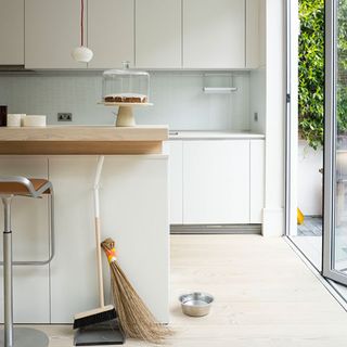 kitchen with french window and counter