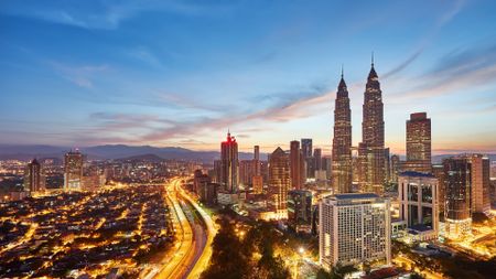 downtown Kuala Lumpur featuring the Petronas Towers