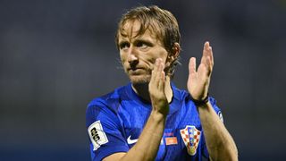  Luka Modric of Croatia applauds the fans after the team's victory in the FIFA World Cup 2026 qualifier match between Croatia and Montenegro at Stadion Maksimir on September 08, 2025 in Zagreb, Croatia. 