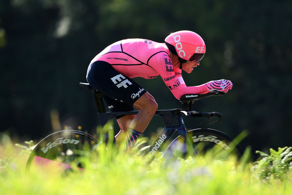 SANTIAGO DE COMPOSTELA SPAIN SEPTEMBER 05 Magnus Cort Nielsen of Denmark and Team EF Education Nippo sprints during the 76th Tour of Spain 2021 Stage 21 a 338 km Individual Time Trial stage from Padrn to Santiago de Compostela lavuelta LaVuelta21 ITT on September 05 2021 in Santiago de Compostela Spain Photo by Tim de WaeleGetty Images