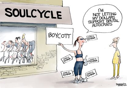 Political Cartoon SoulCycle Boycott Made In China