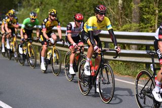 ONDARROA SPAIN APRIL 09 Brandon McNulty of United States and UAE Team Emirates Yellow Leader Jersey during the 60th ItzuliaVuelta Ciclista Pais Vasco 2021 Stage 5 a 1602km stage from Hondarribia to Ondarroa itzulia ehitzulia on April 09 2021 in Ondarroa Spain Photo by David RamosGetty Images