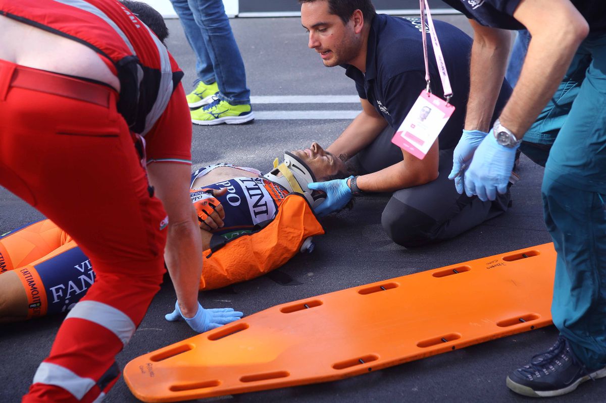 Daniele Colli suffered a horrible looking arm injury