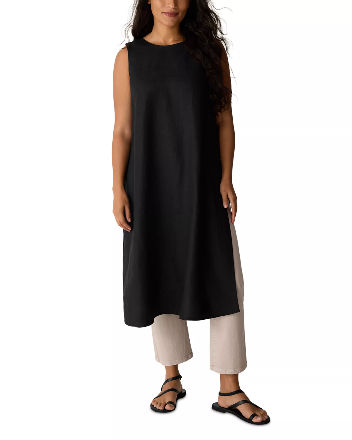 Round Neck Sleeveless Tunic