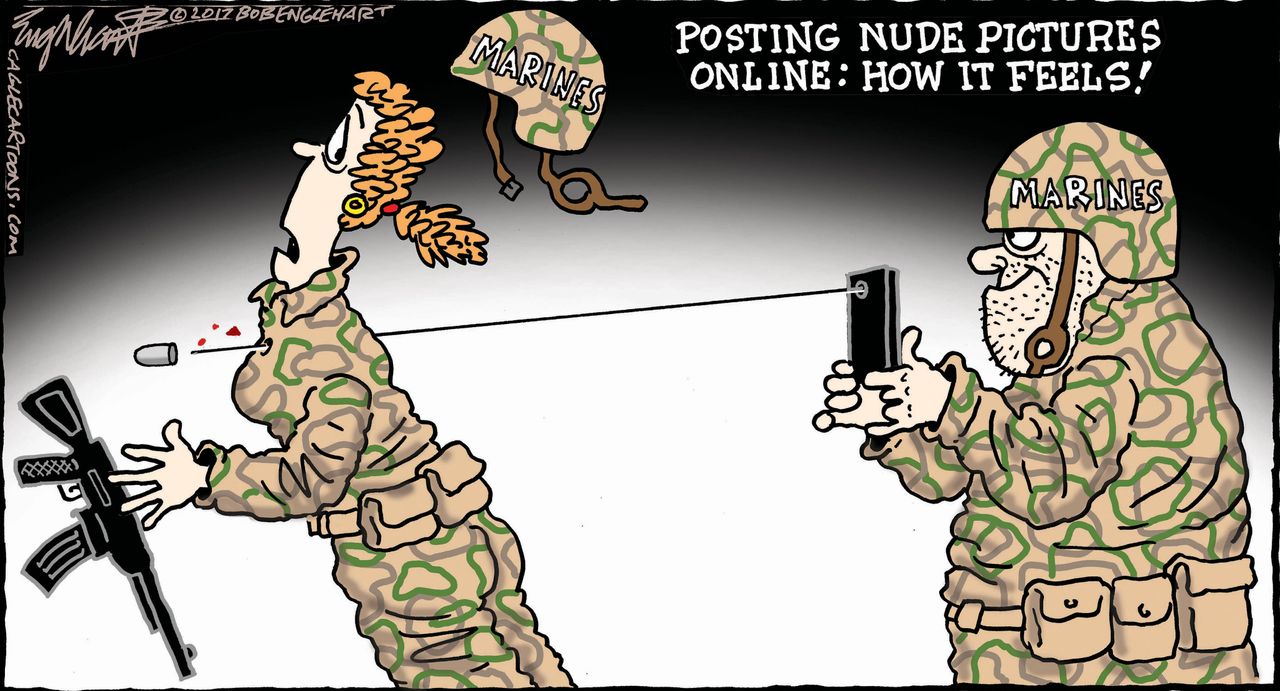 Editorial Cartoon U.S. Marine nude photo leak hurts women troops