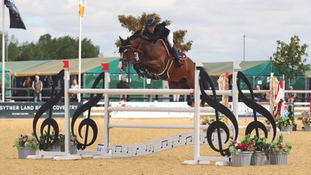 Madison Heath and BP Millionaire clear an oxer at the British Showjumping National Championships