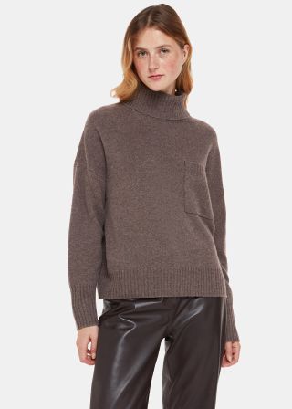 Wool Roll Neck Pocket Sweater