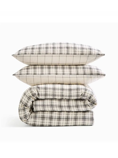 Salvage Yard Check 100% Brushed Cotton Duvet Cover & Pillowcase Set