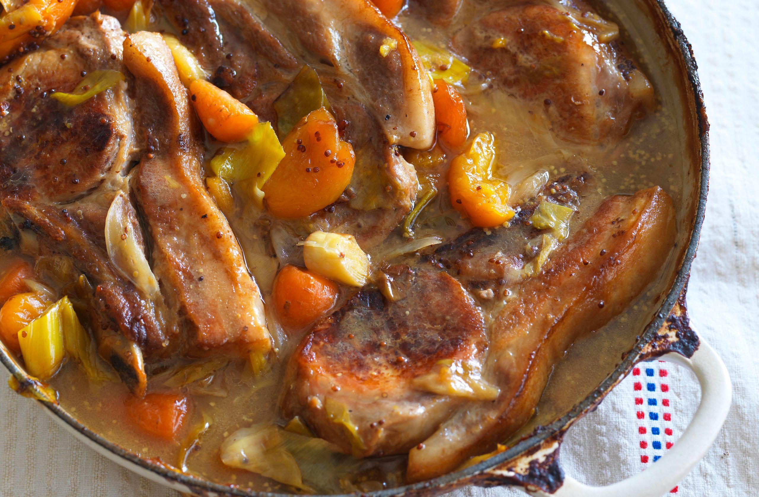 Cider and apricot braised chops recipe