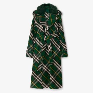 green checked Burberry trench coat